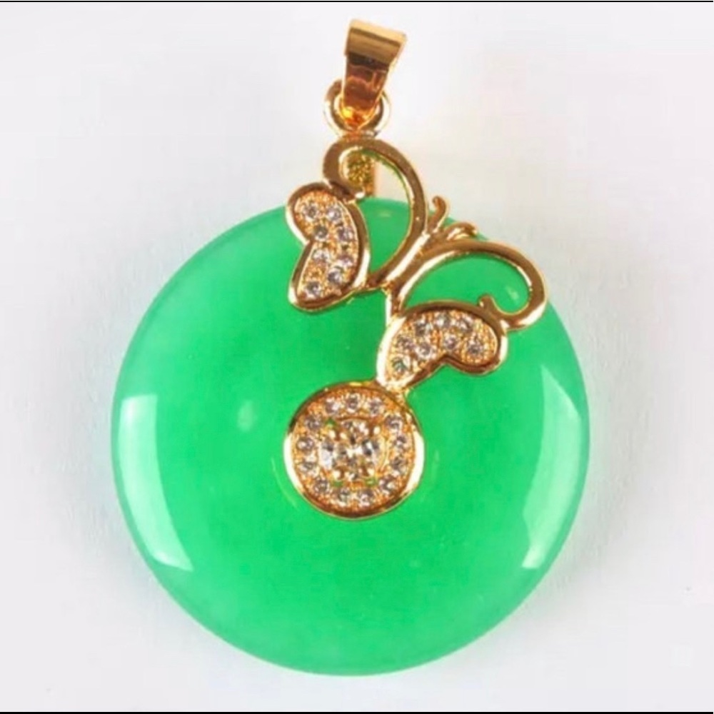 18k gold plated Butterfly jade Necklaces, butterfly pendant necklace